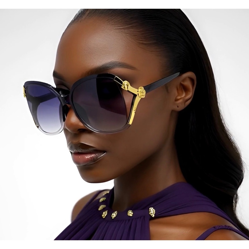 Women Rose Sunglasses Large Frame Retro Versatile Glasses Ladys Female‎ Shades
